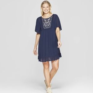 Navy Blue Boho Style Midi Dress - Knox Rose